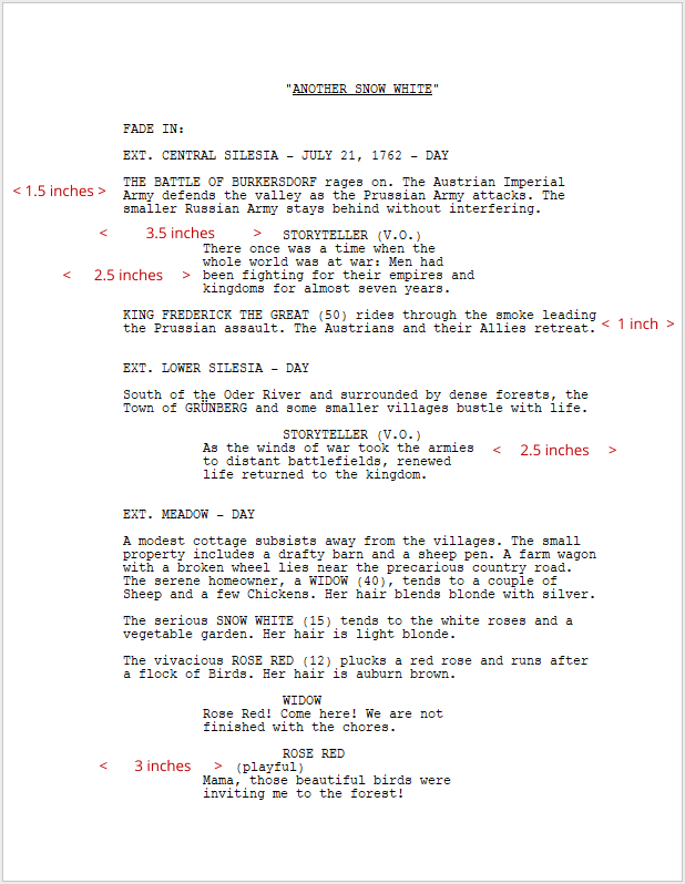 Standard screenplay sample page.